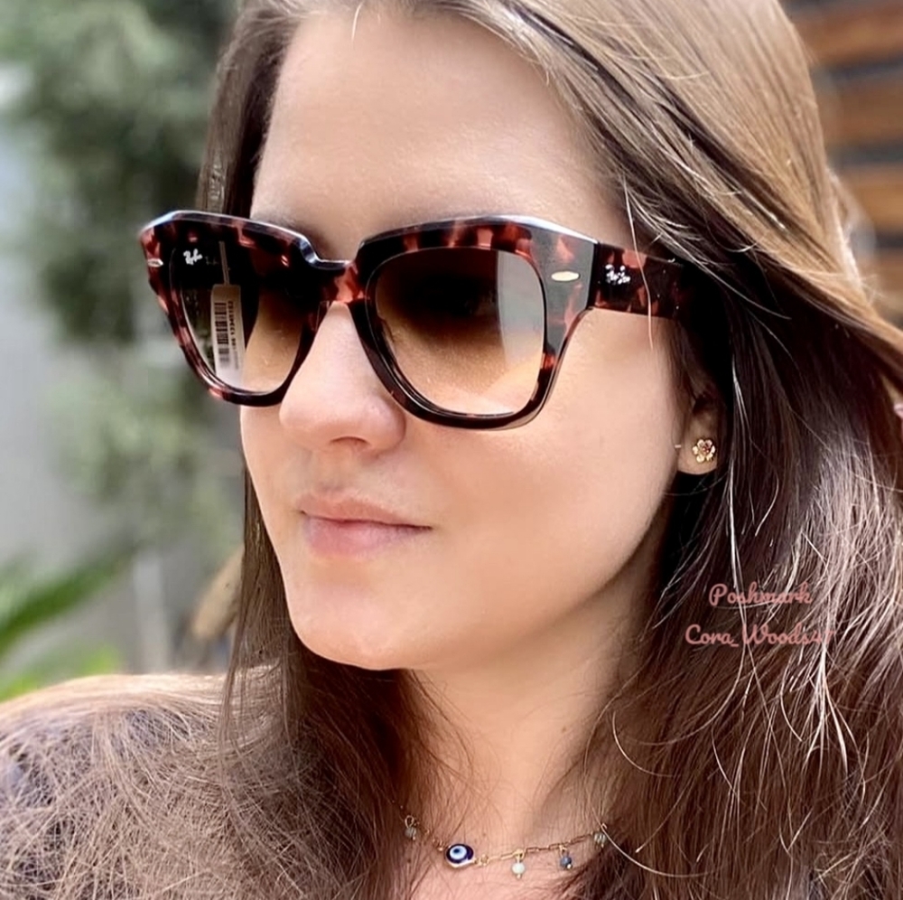 Ray Ban State Street Gradient Brown Lens RB2186 Tortoise Frame Unisex New
